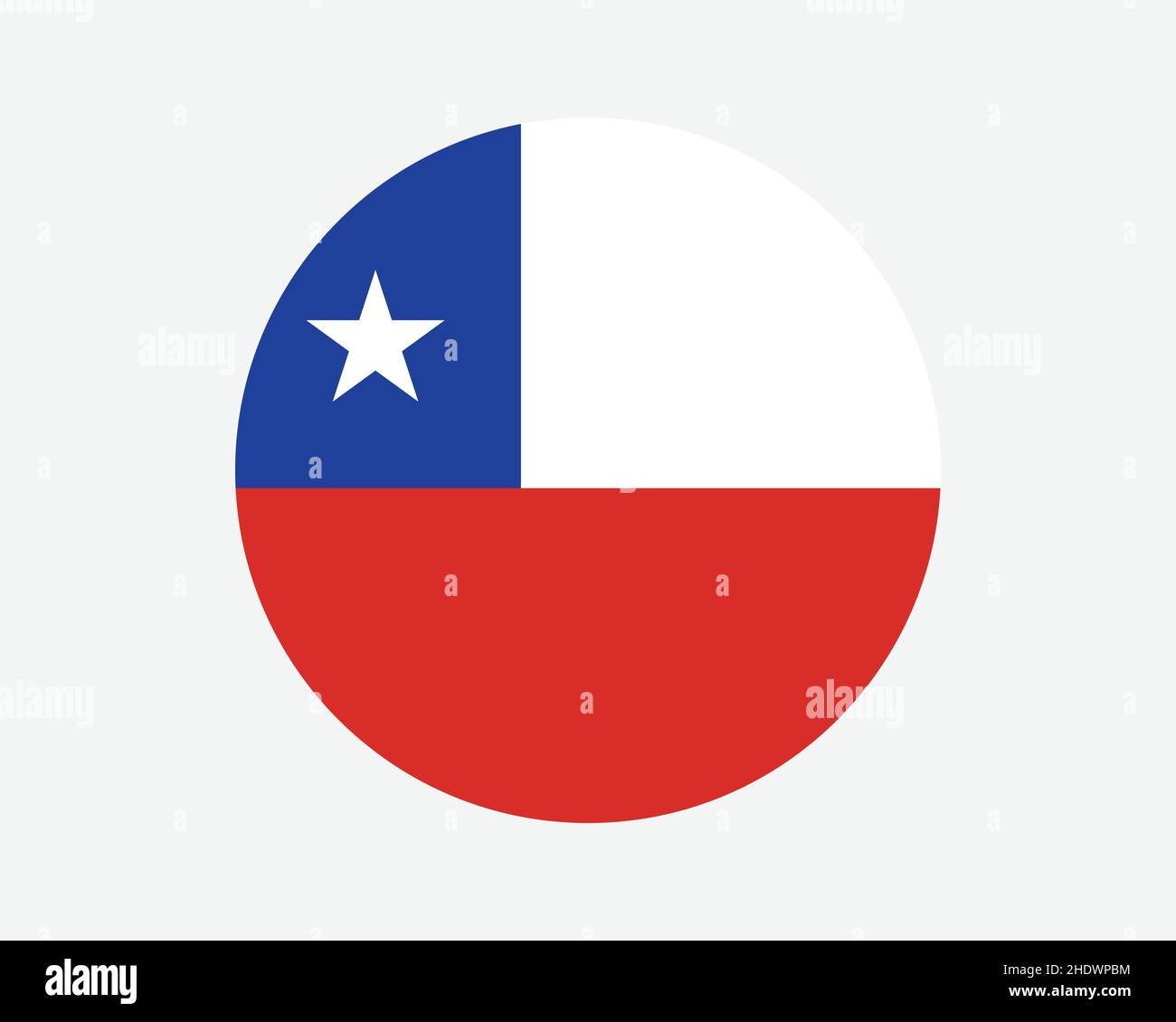 Chile Round Country Flag. Circular Chilean National Flag. Republic of Chile Circle Shape Button Banner. EPS Vector Illustration. Stock Vector