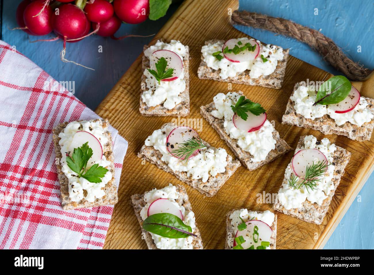 finger food, crispbread, cottage cheese, finger foods, crispbreads, cottage cheeses Stock Photo