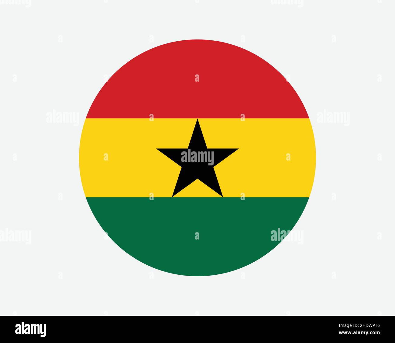 Ghana Round Country Flag. Ghanaian Circle National Flag. Republic of