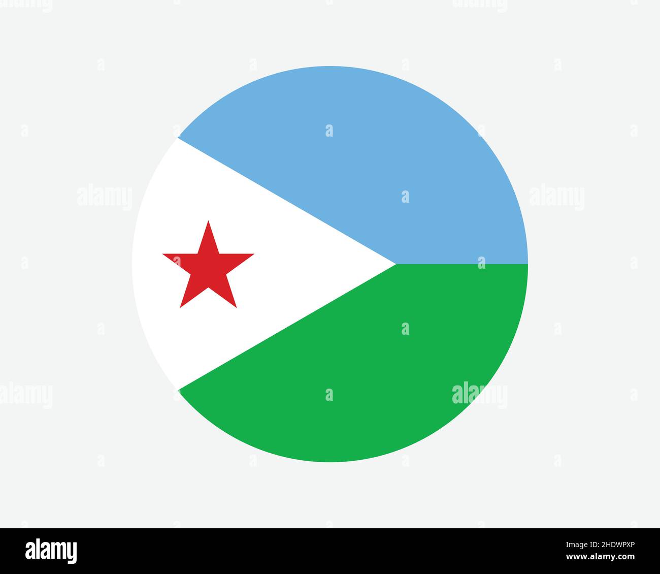 Djibouti Round Country Flag. Circular Djiboutian National Flag. Republic of Djibouti Circle Shape Button Banner. EPS Vector Illustration. Stock Vector