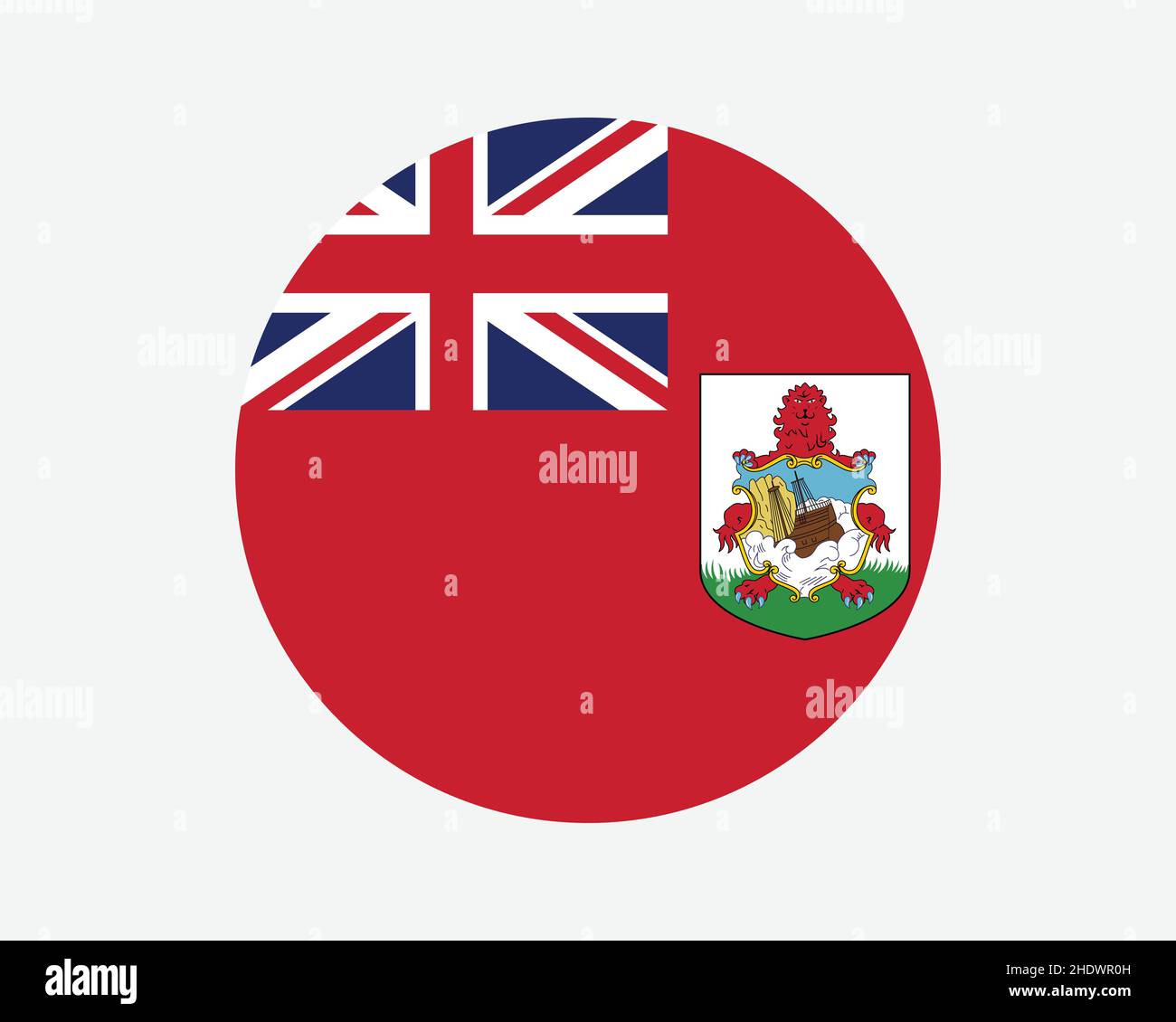 Bermuda Round Flag. The Bermudas or Somers Isles Circle Flag. British Overseas Territory Bermudian Circular Shape Button Banner. EPS Vector Illustrati Stock Vector