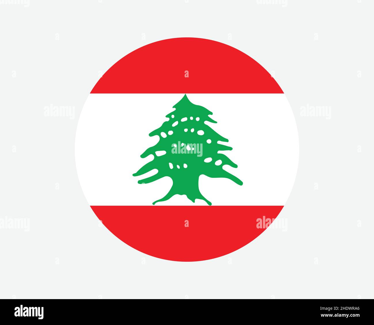 Lebanon Round Country Flag. Lebanese Circle National Flag. Lebanese Republic Circular Shape