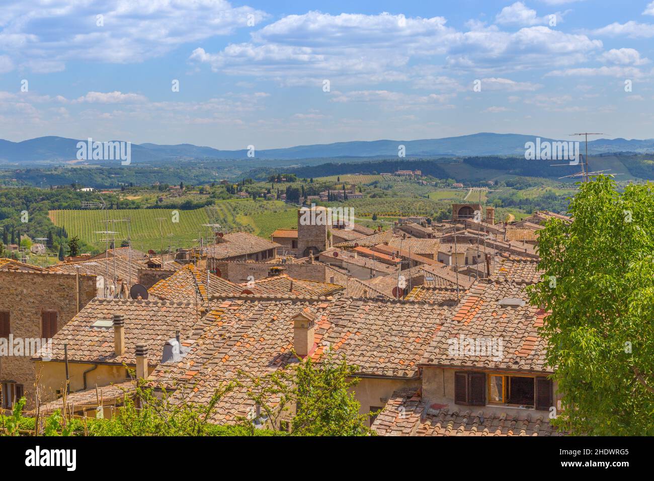 tuscany, roofs, san gimignano, tuscanies, roof, san gimignanos Stock Photo