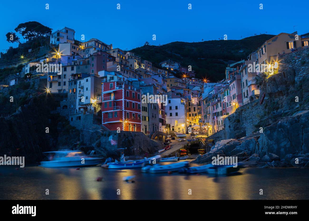 Evening Cinque Terre Riomaggiore Cinque Terres Riomaggiores Stock Evening Cinque Terre Riomaggiore Cinque Terres Riomaggiores Stock
