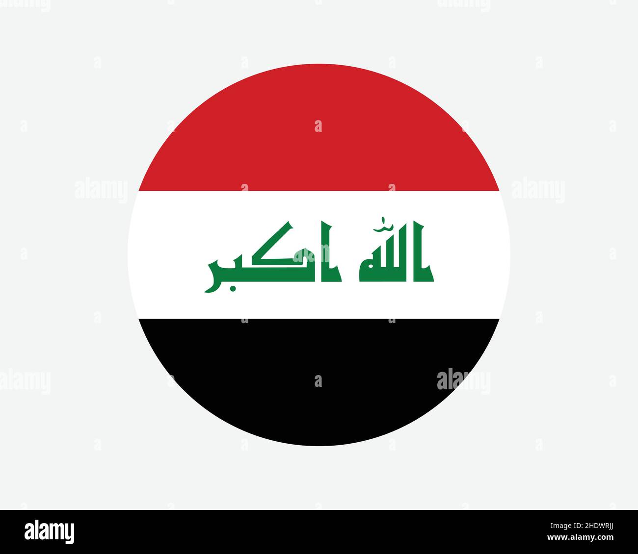 Iraq Round Country Flag. Iraqi Circle National Flag. Republic of Iraq Circular Shape Button Banner. EPS Vector Illustration. Stock Vector