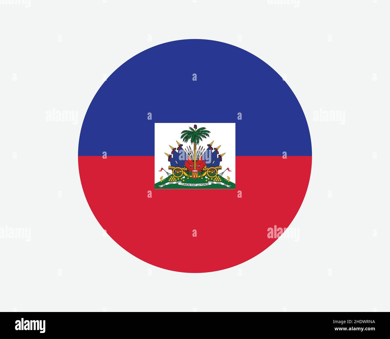 Haiti Round Country Flag. Haitian Circle National Flag. Republic of Haiti Circular Shape Button Banner. EPS Vector Illustration. Stock Vector