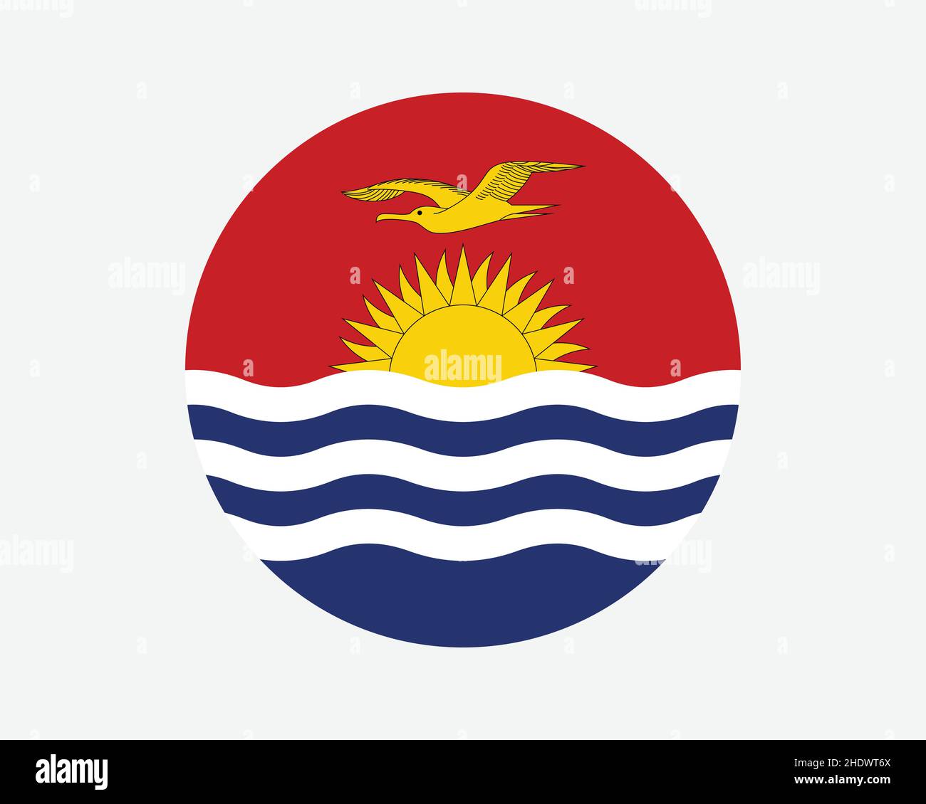 Kiribati Round Country Flag. Kiribati Circle National Flag. Republic of Kiribati Circular Shape Button Banner. EPS Vector Illustration. Stock Vector