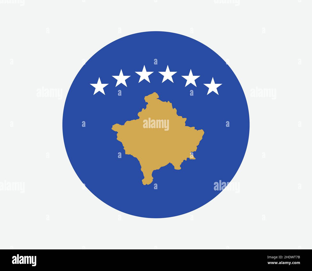 Kosovo Round Country Flag. Kosovar Kosovan Circle National Flag. Republic of Kosovo Circular Shape Button Banner. EPS Vector Illustration. Stock Vector