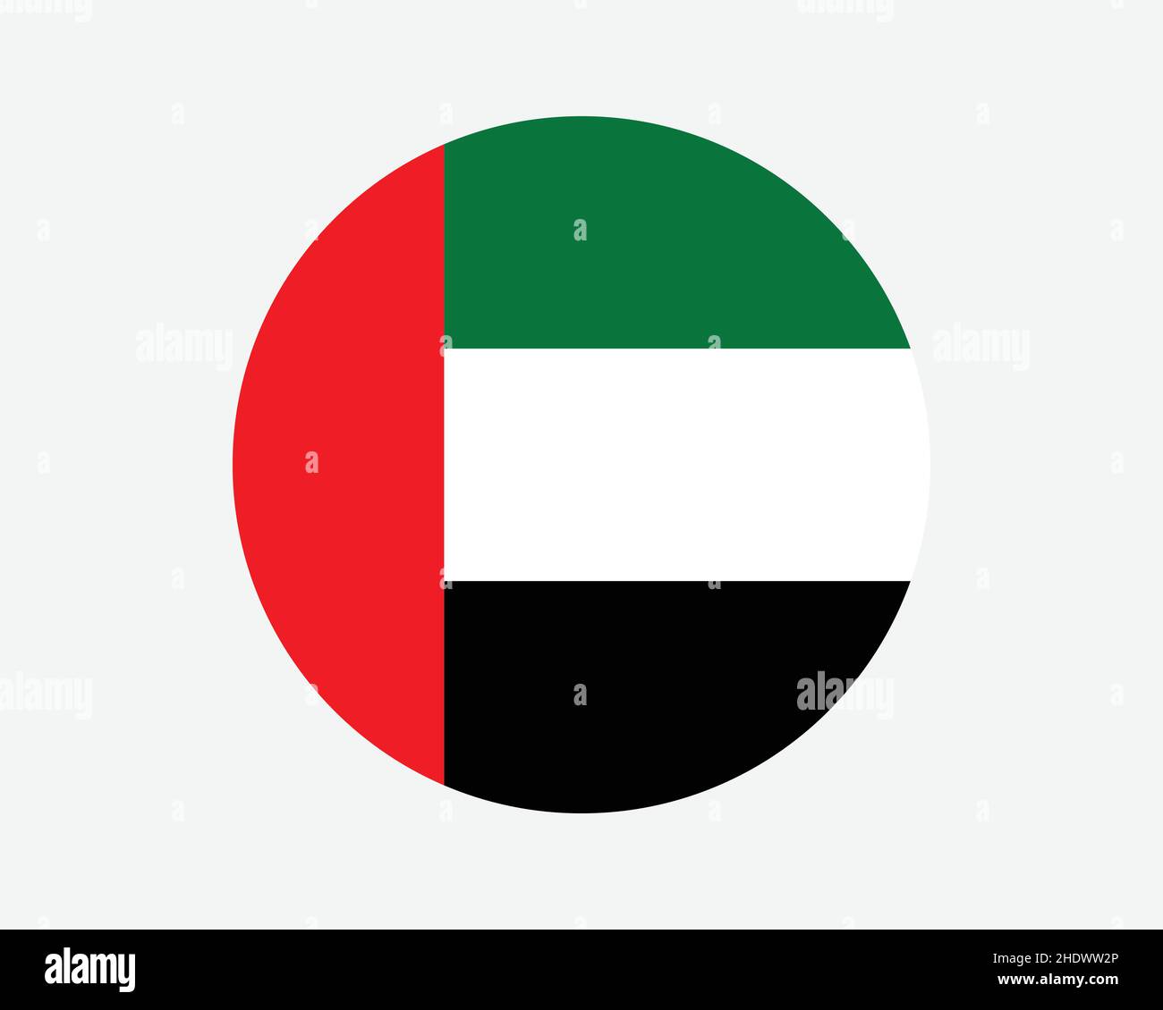 United Arab Emirates Round Country Flag. UAE Circle National Flag