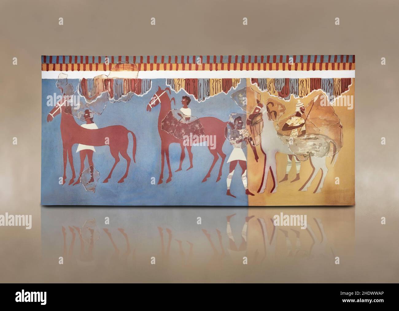 Mycenaean Wall Fresco Of A Warriors Horses And Grroms 1500 1400 BC mycenaean-wall-fresco-of-a-warriors-horses-and-grroms-1500-1400-bc