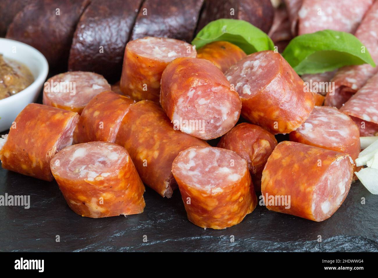 cabanossi, raw sausage, raw sausages Stock Photo