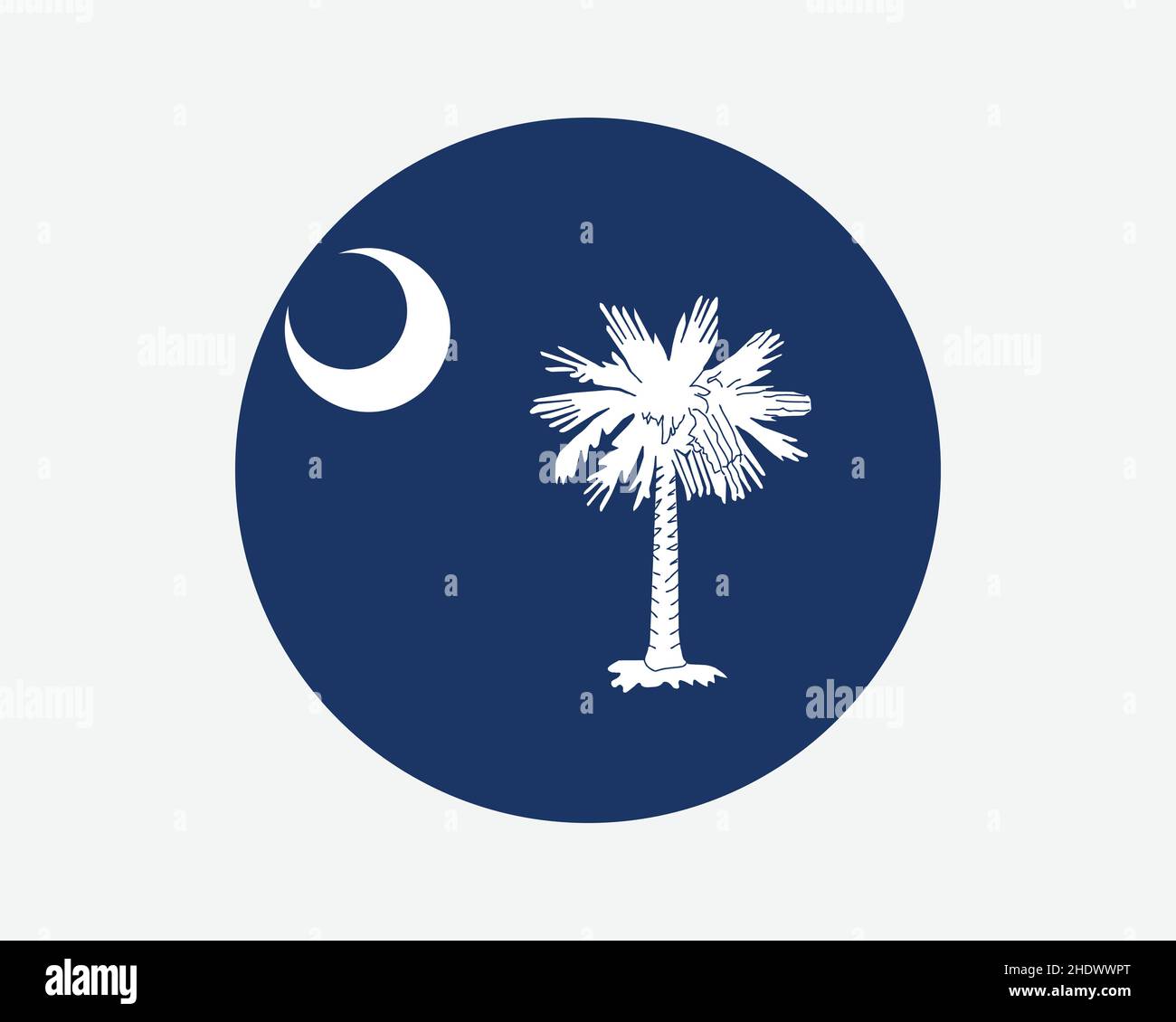 South Carolina USA Round State Flag. SC, US Circle Flag. State of South Carolina, United States of America Circular Shape Button Banner. EPS Vector Il Stock Vector