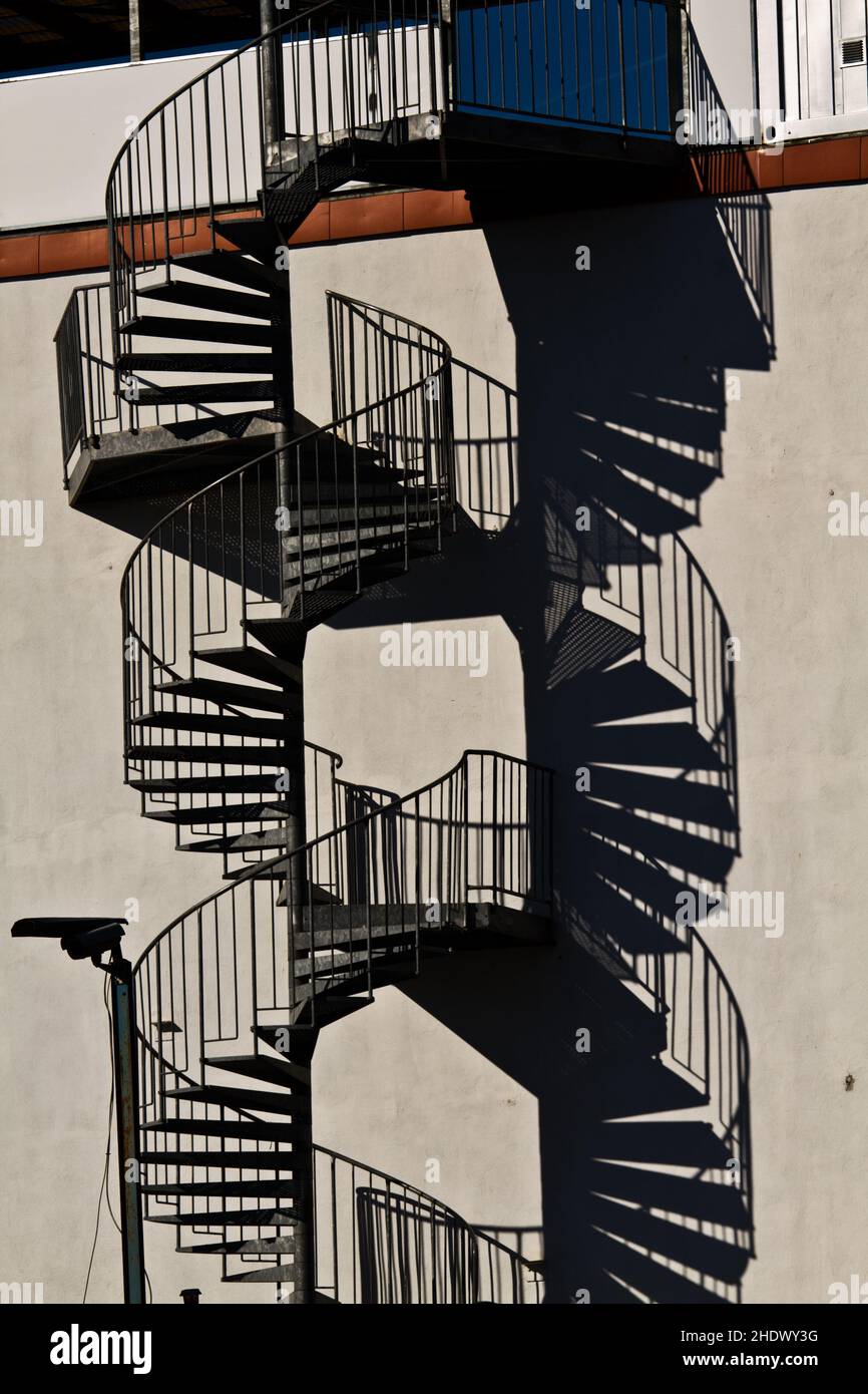 spiral staircase, fire stairs, spiral staircases, stairs Stock Photo