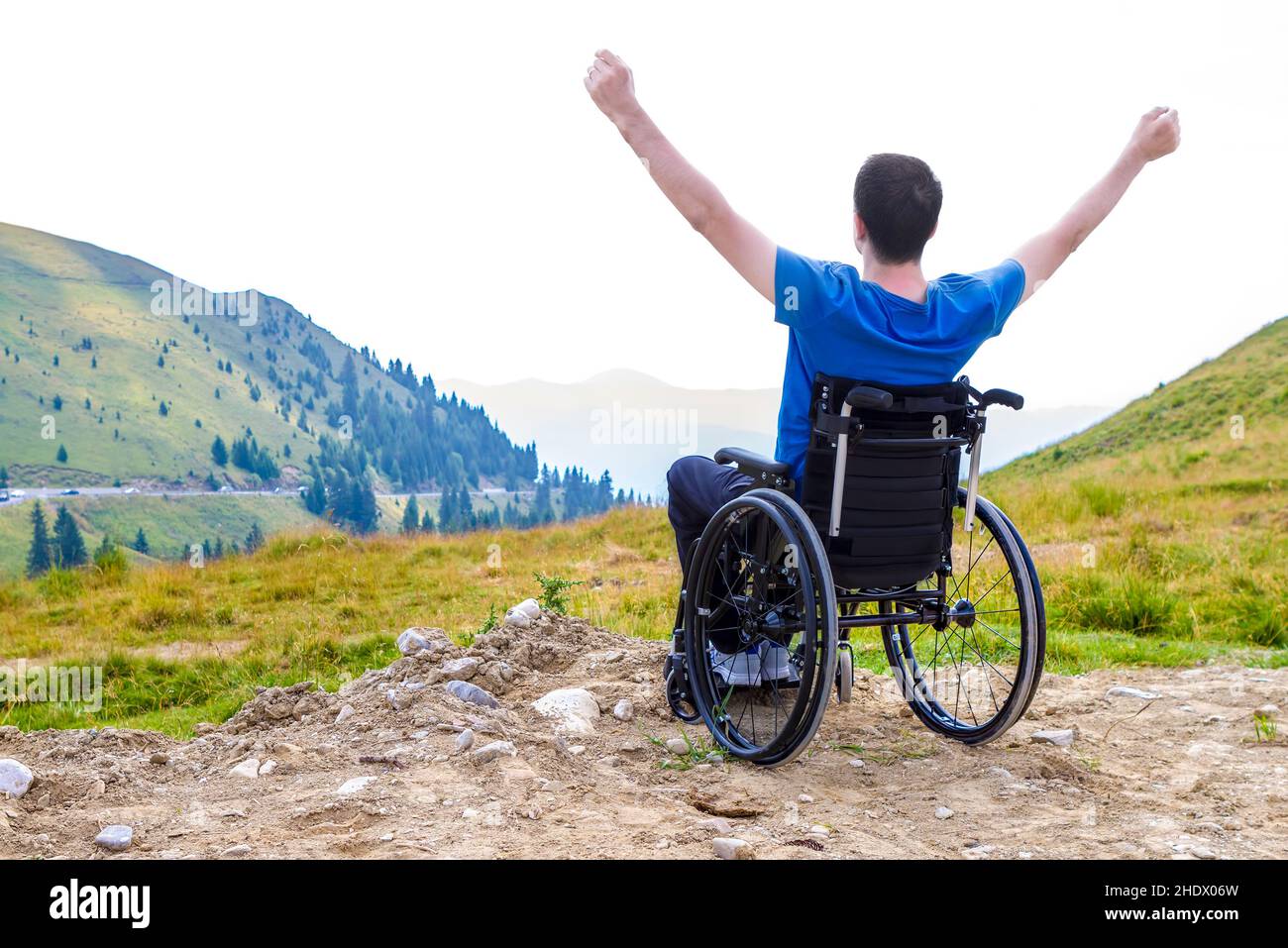 freedom, mountains, wheelchair, freedoms, mountain, wheelchairs Stock