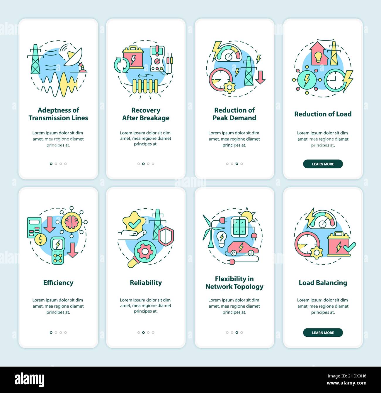 Smart grid onboarding mobile app screen set Stock Vector Image & Art ...