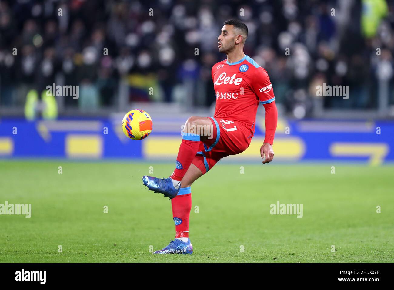 Torino, Italy. 06th Jan, 2022. Faouzi Ghoulam of Ssc Napoli in action during the Serie A match between Juventus Fc and Ssc Napoli at Allianz Stadium on January 6, 2022 in Turin, Italy. Credit: Marco Canoniero/Alamy Live News Stock Photo