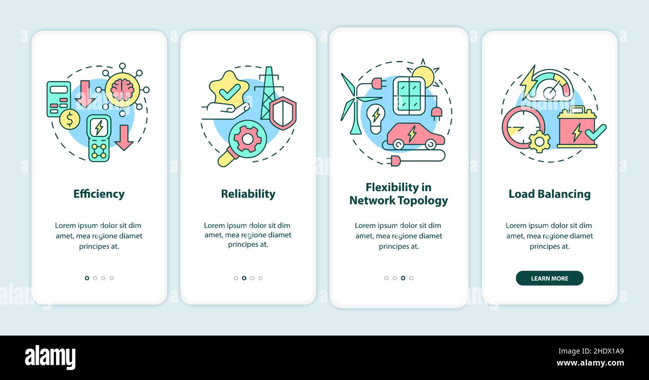 Smart grid features onboarding mobile app screen Stock Vector Image ...
