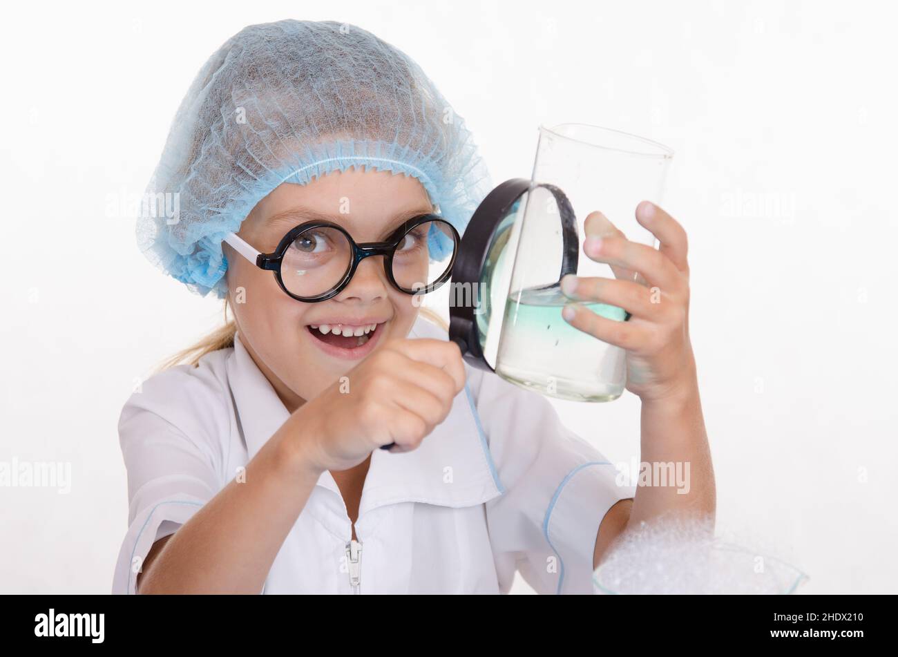 magnifying glass, lab assistant, biologist, lab assistants Stock Photo