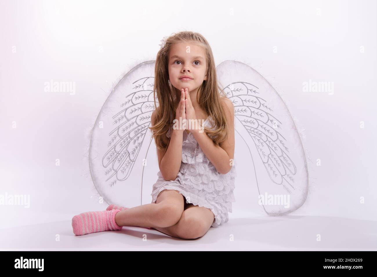 girl, angel, praying, girls, angels, pray, worship Stock Photo