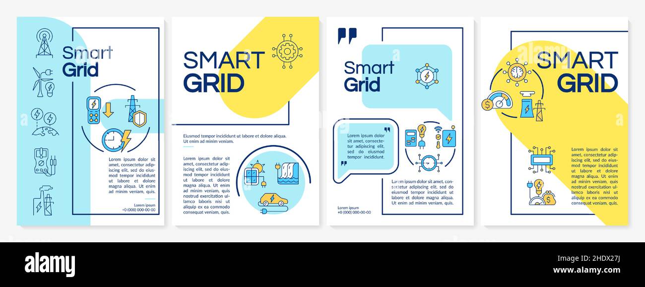 Smart grid blue and yellow brochure template Stock Vector Image & Art ...