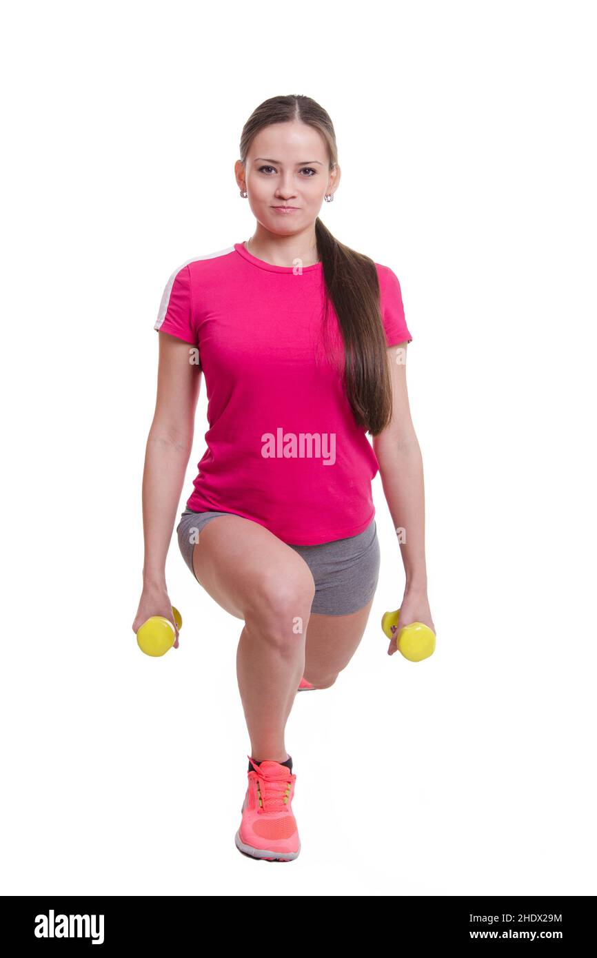 woman, workout, short dumbbell, female, ladies, lady, women, workouts, short dumbbells Stock Photo