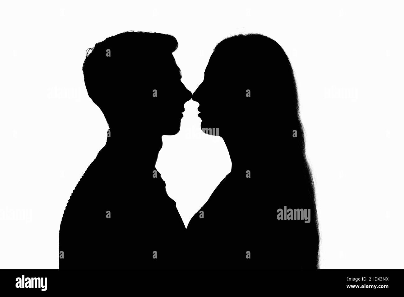 couple, silhouette, bonding, pairs, silhouettes Stock Photo