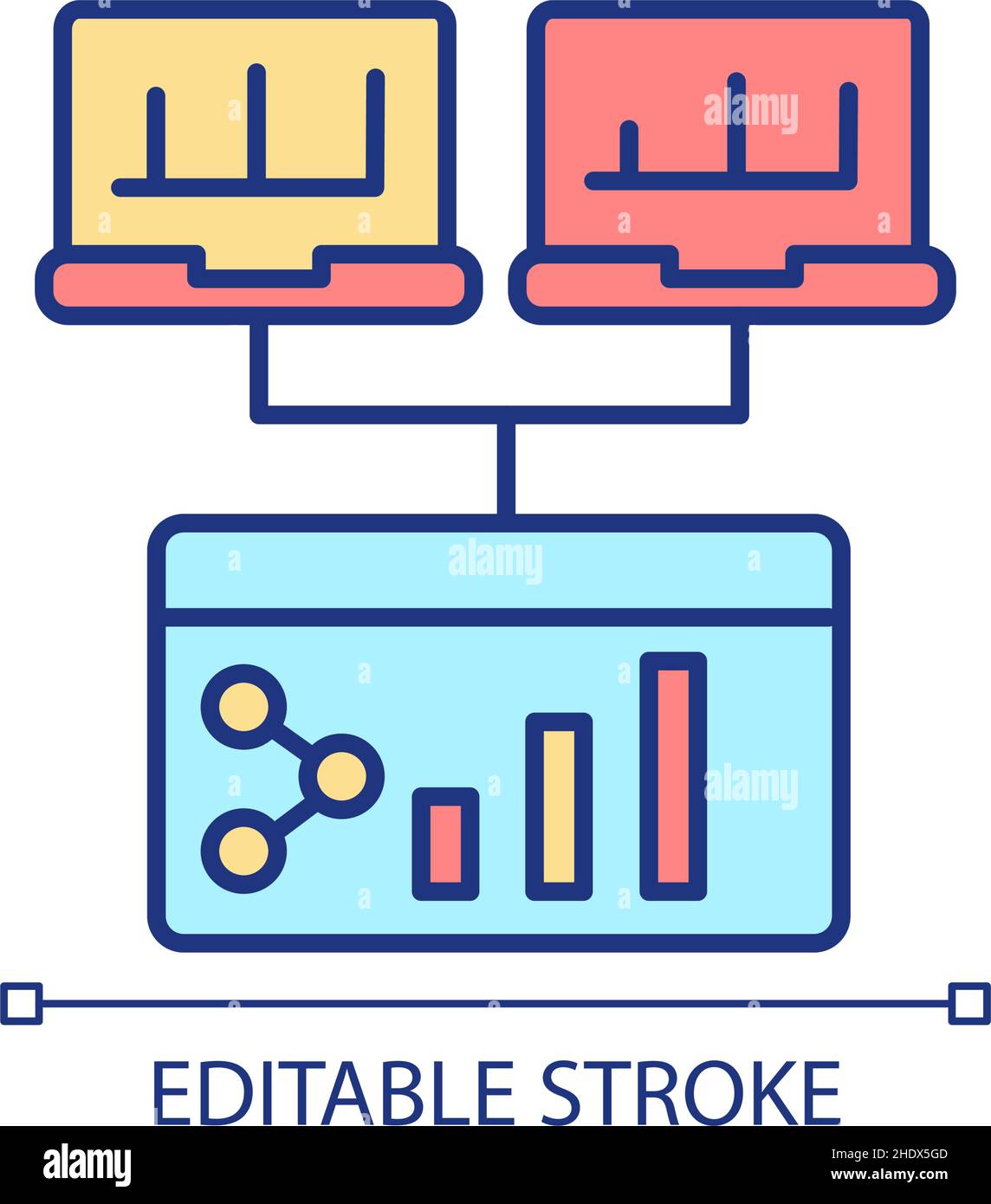 Team projects management RGB color icon Stock Vector