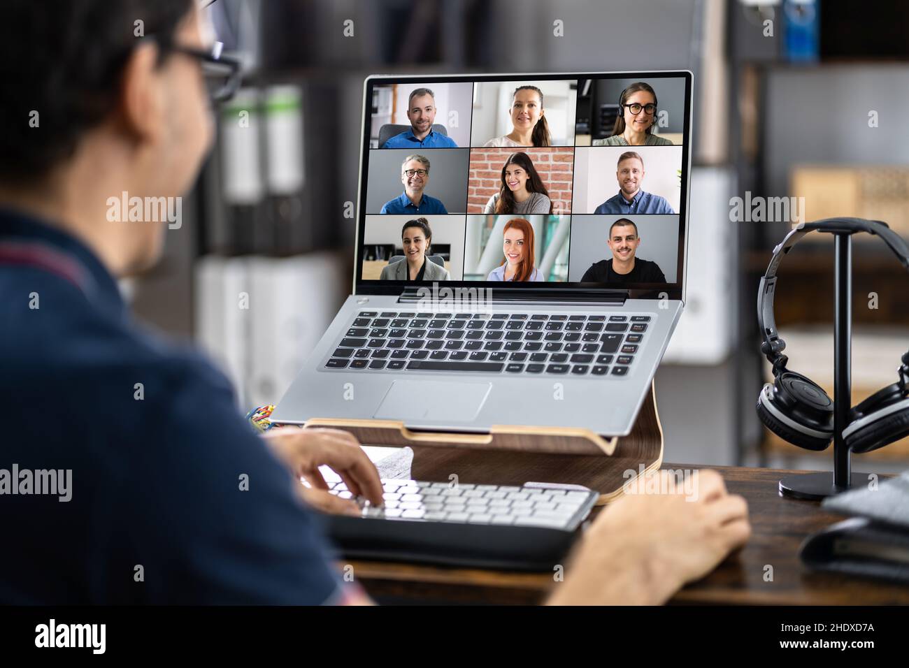 Online Remote Video Conference Meet Call Or Webinar Stock Photo