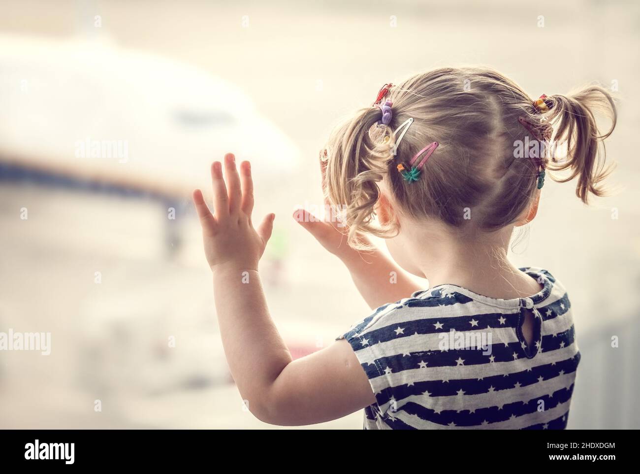 girl, airplane, watching, girls, airplanes, plane, planes Stock Photo