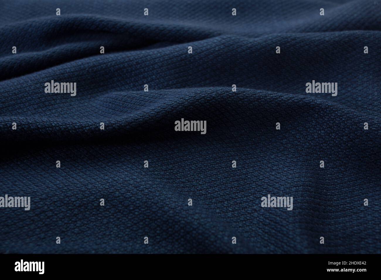 Close up of texture of hand woven shawl, Thai cotton indigo dyed Stock Photo