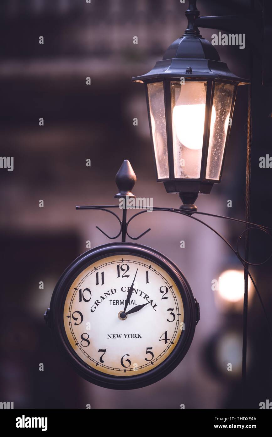 retro, clock, dial, street lamp, old fashioned, retro style, clocks