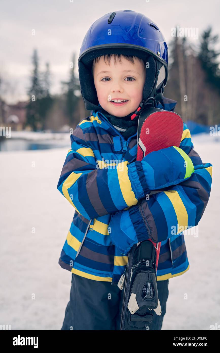 child, skiing, helmet, children, childs, kid, kids, helmets Stock Photo