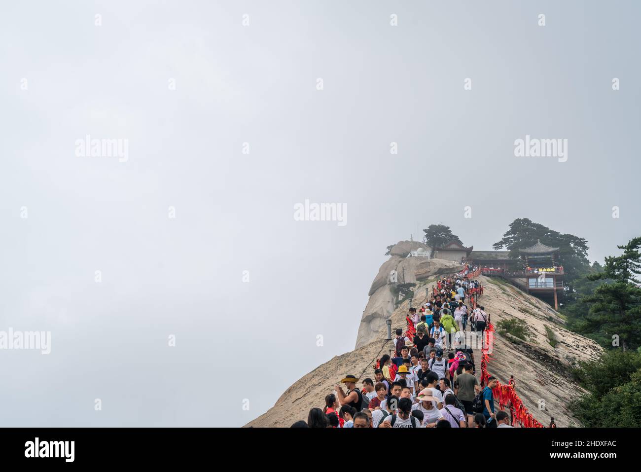 human group, holy mountain, hua shan, crowd, groups, holy mountains Stock Photo