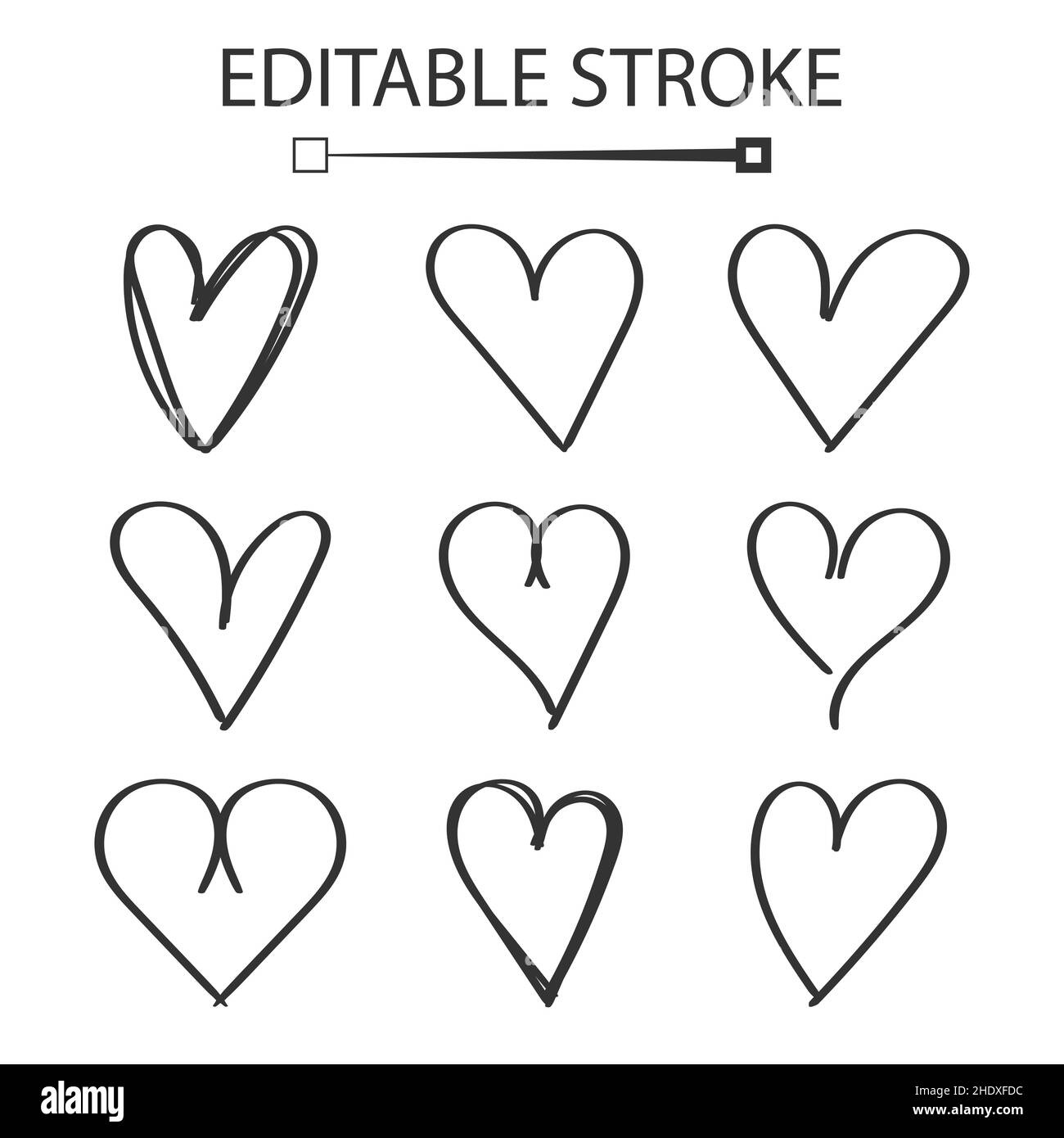 Hand drawn heart icon in flat style. Hearts vector illustration on ...