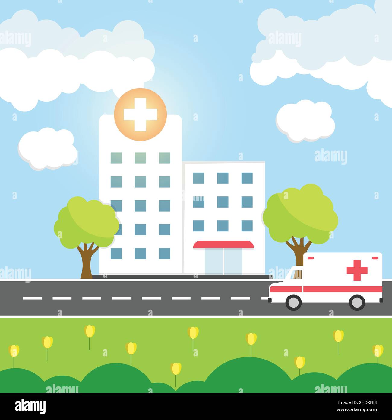 Hospital building icon in flat style. Medical clinic vector ...