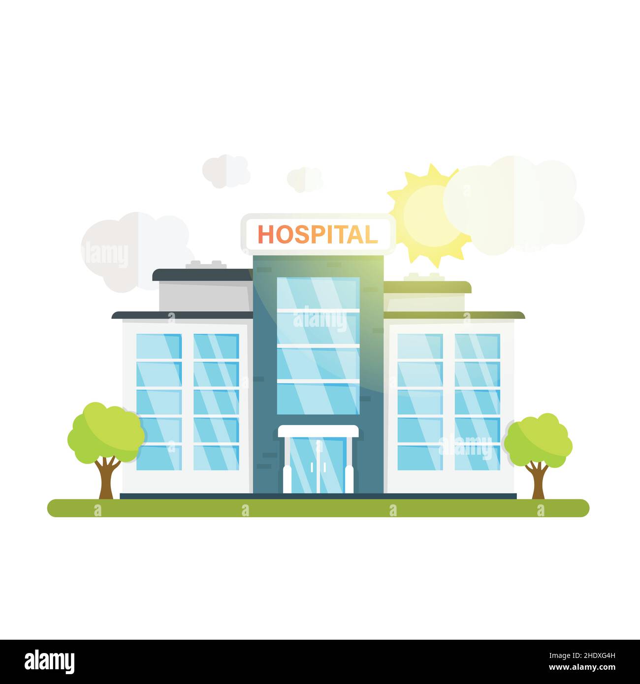 Hospital building icon in flat style. Medical clinic vector ...