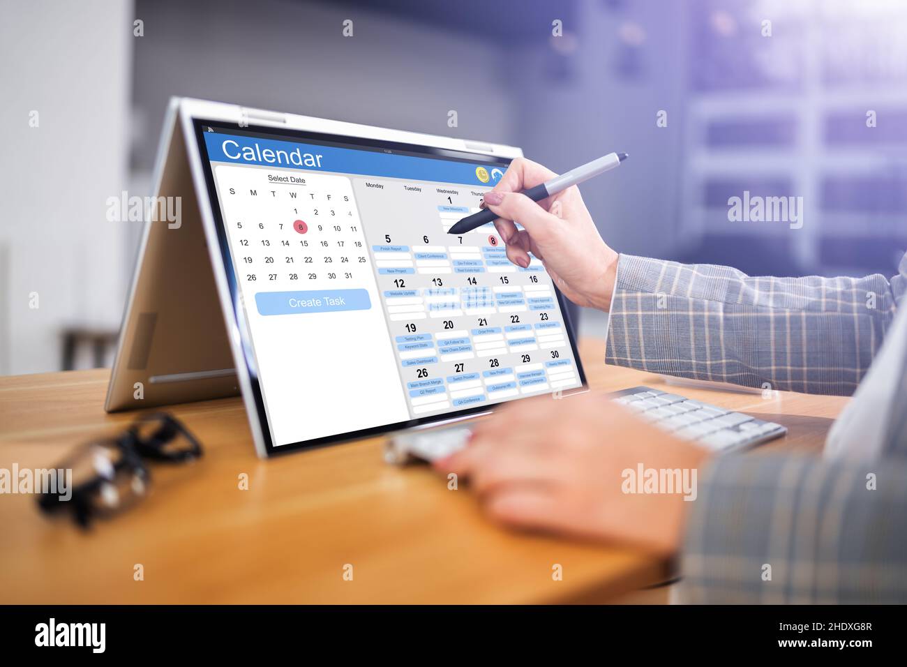 Digital Electronic Calendar Event Appointment On Screen Stock Photo