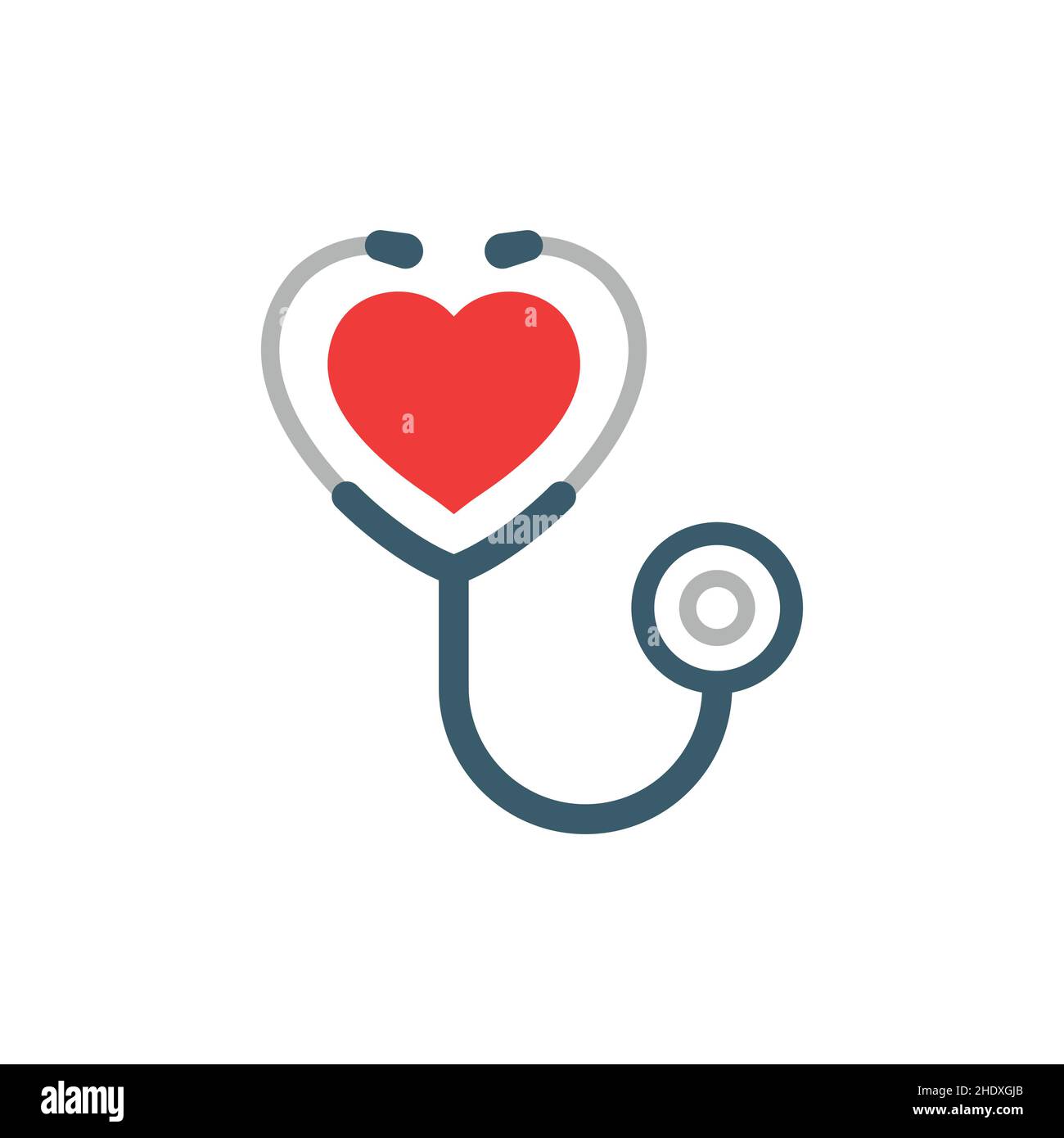 Stethoscope icon in flat style. Heart diagnostic vector illustration on ...