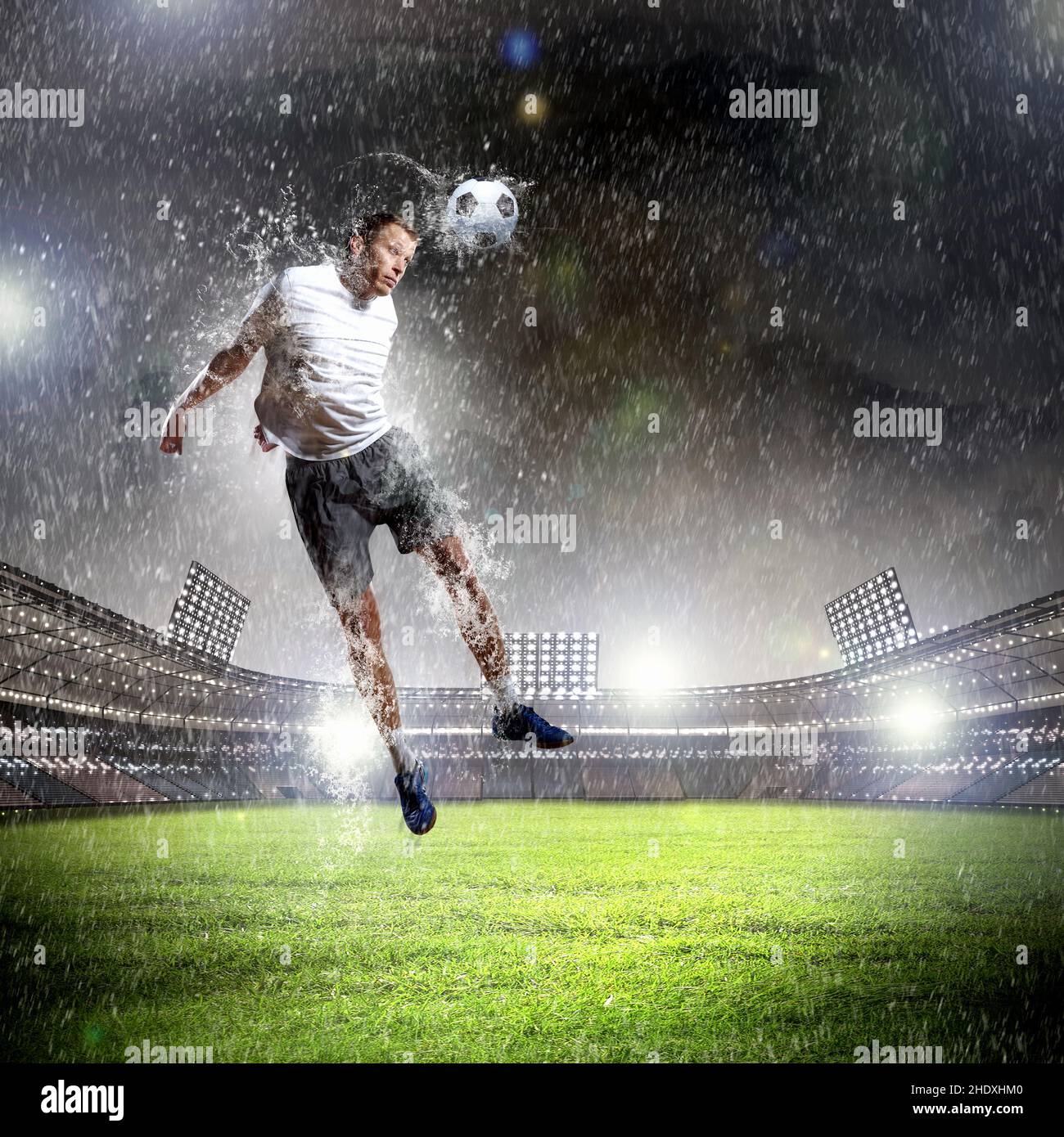 soccer player, header, kicker, kickers, soccer players, headers Stock