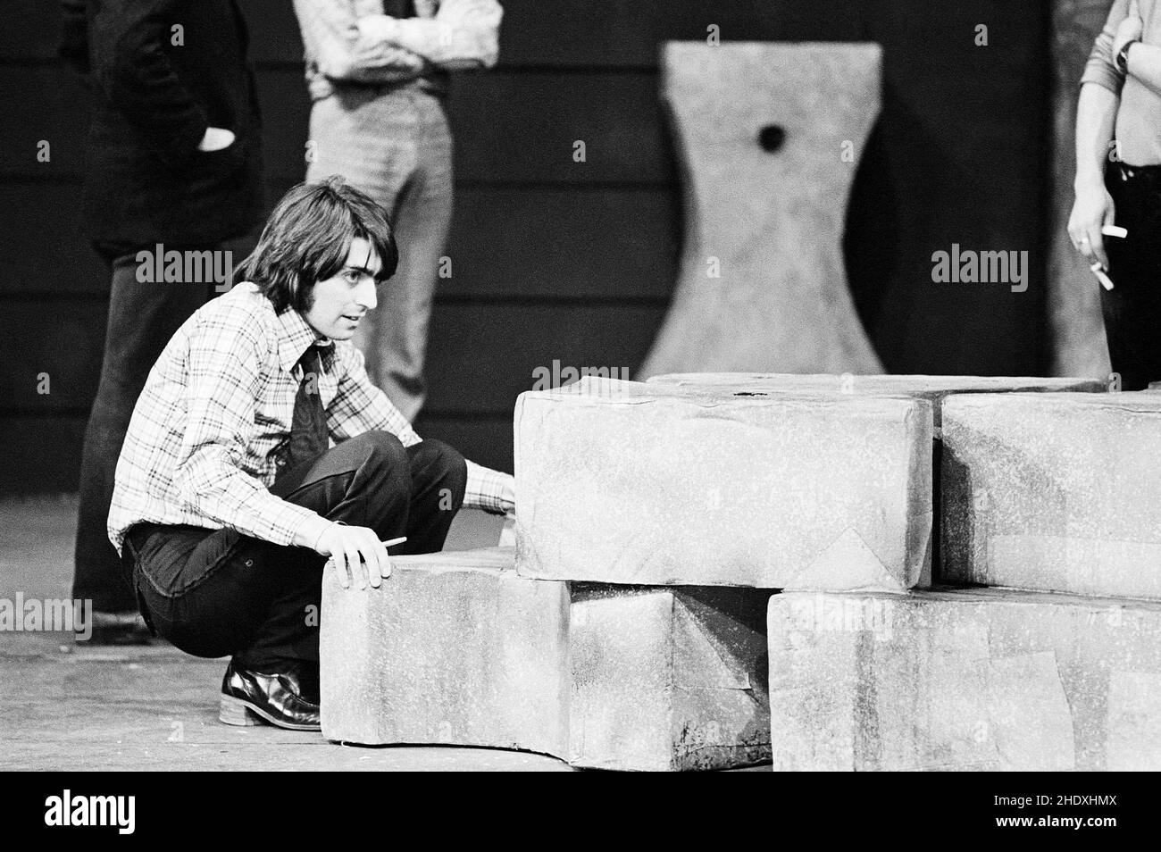 Bill Bryden on the set during a press photocall for his play WILLIE ROUGH at the Shaw Theatre, London NW1 on 16/01/1973 Stock Photo