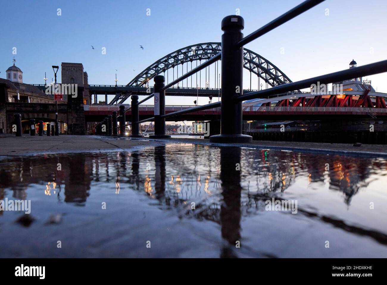 Early morning Newcastle upon Tyne landmark Tyne Bridge  River Tyne Stock Photo