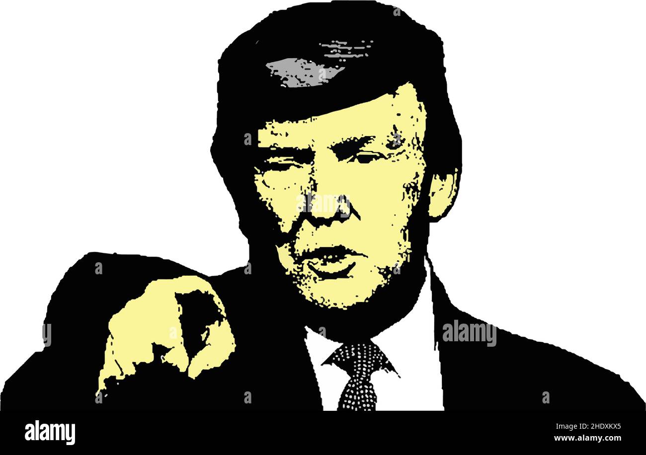Trump pointing black vector art picture Stock Vector