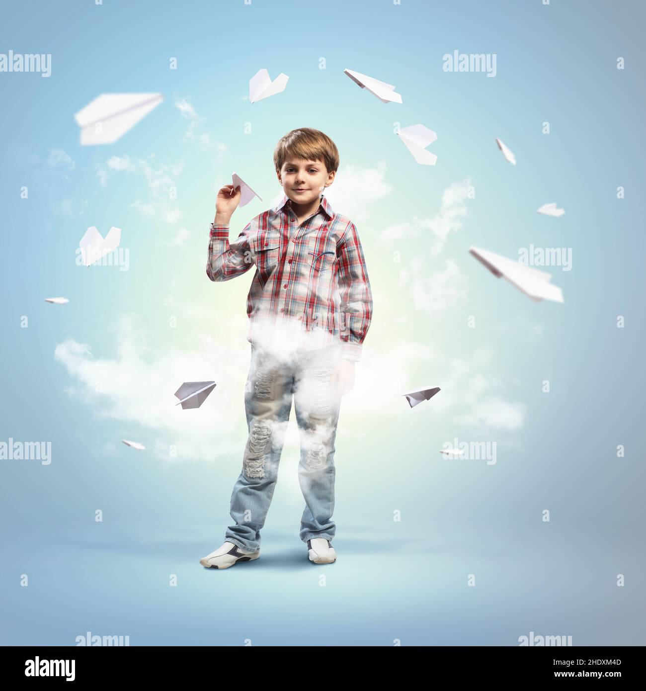 flying, childhood, paper airplane, fly, to fly, childhoods, children, kid, kids, paper airplanes, plane Stock Photo