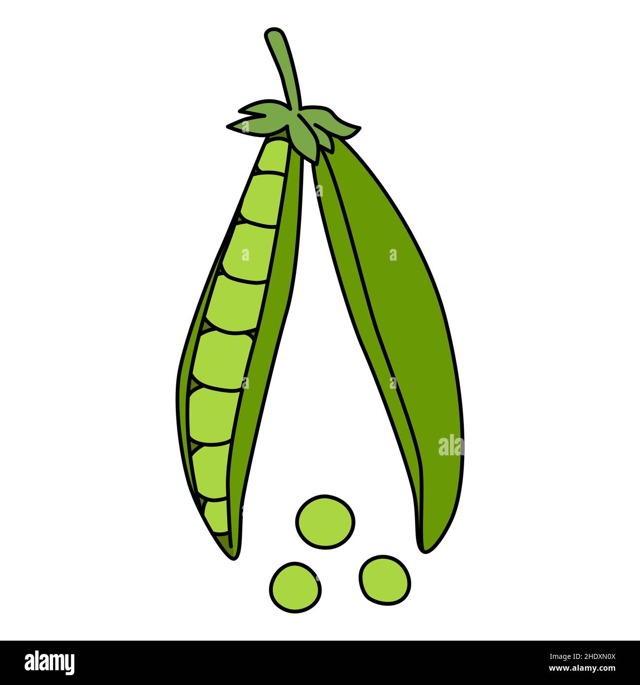Cartoon vector illustration of pod peas isolated on white background. Ripe vegetable for cooking, source of vitamins Stock Vector