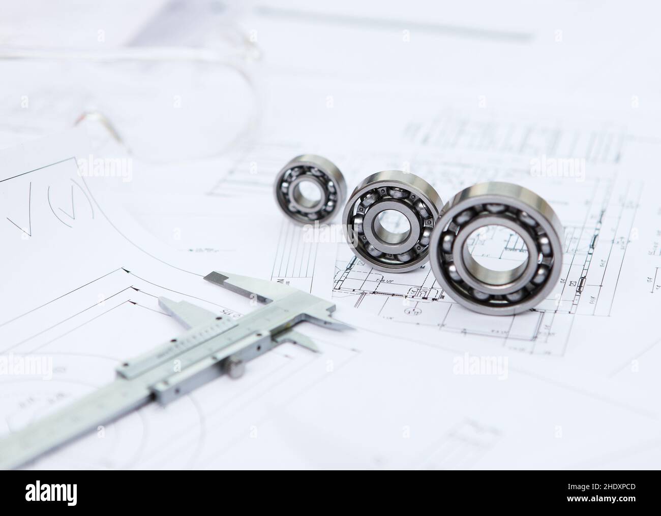 caliper, ball bearing, technical drawing, calipers Stock Photo Alamy