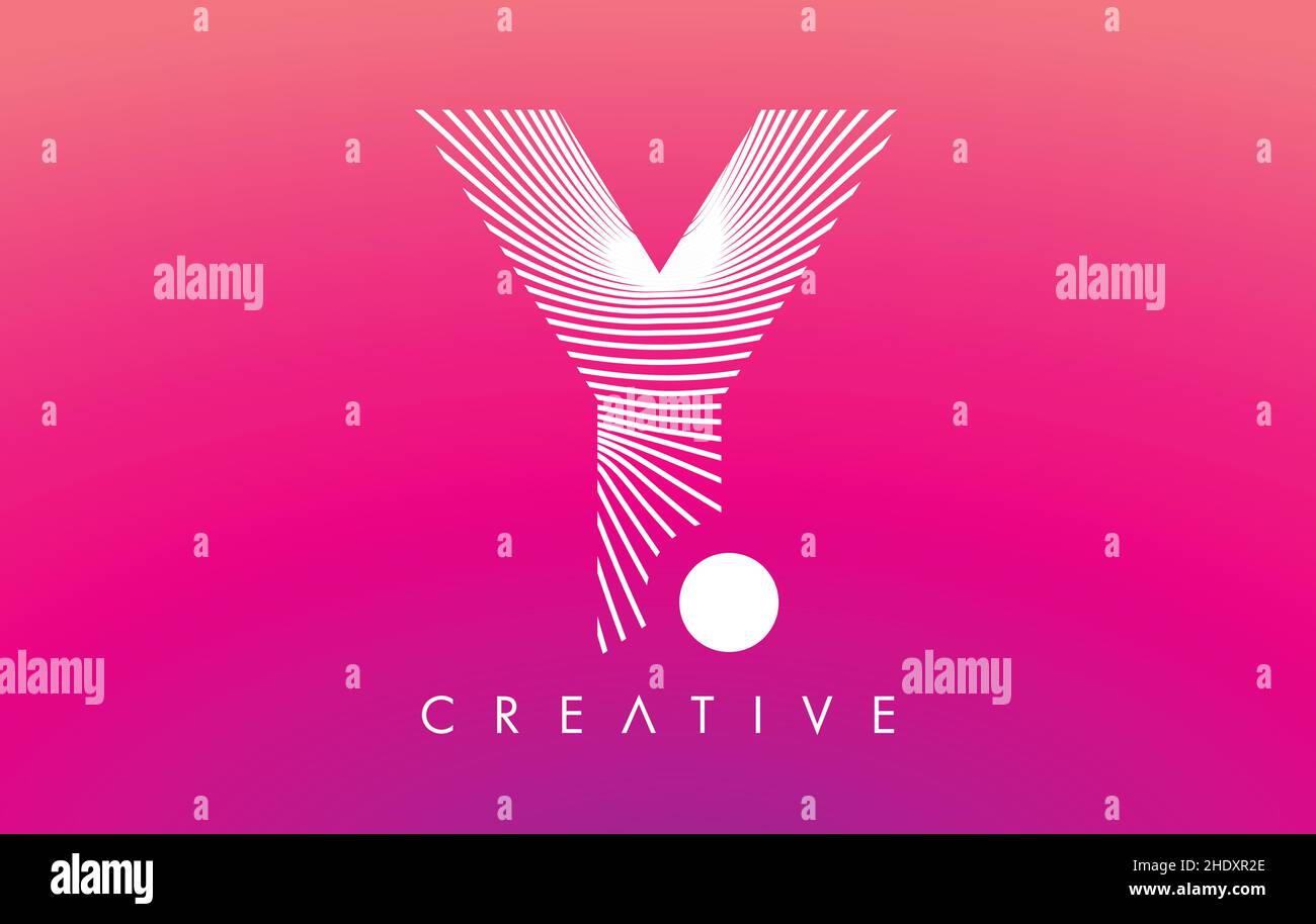 Y Letter Logo with White Warp Lines Effect on Purple Background Vector ...