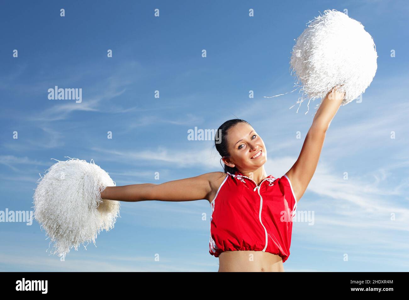 cheering, cheerleader, pom pom, cheerleaders, cheerleading, pom-poms Stock Photo