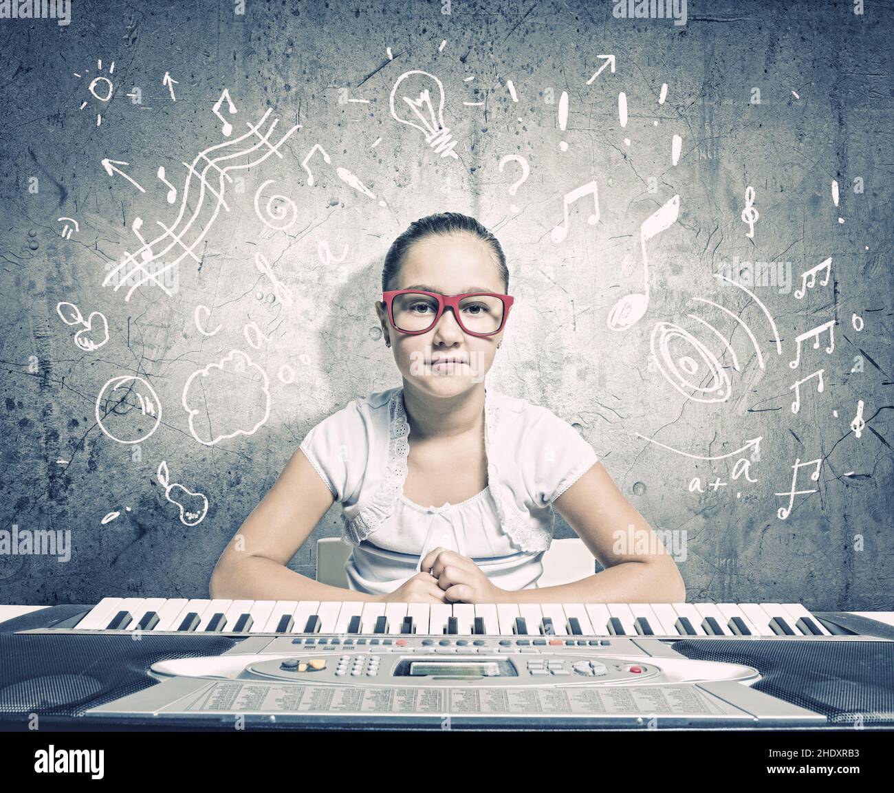 playing music, child prodigy, compose, playing musics, child prodigies, composes Stock Photo