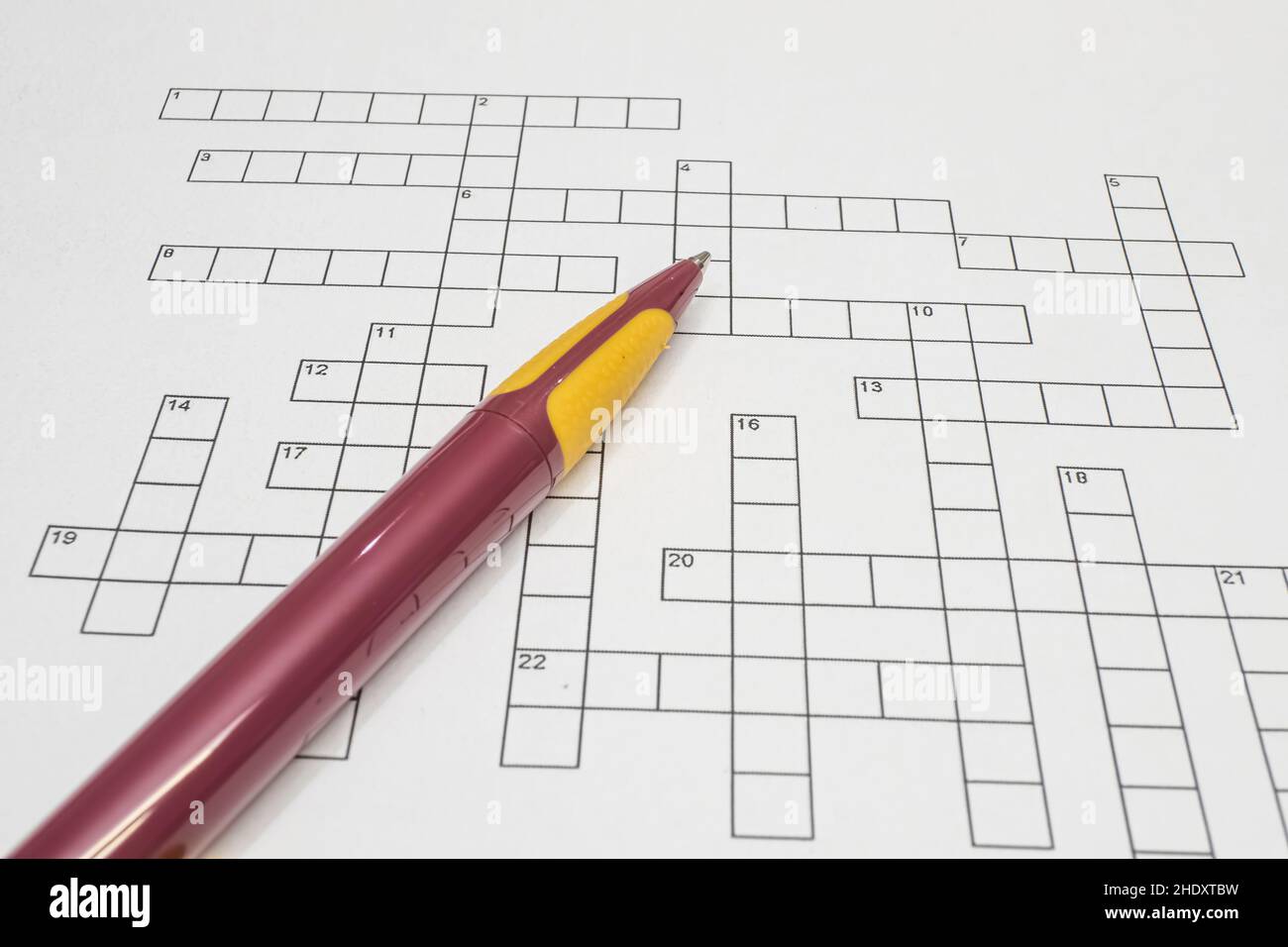 close up crossword on white background Stock Photo Alamy