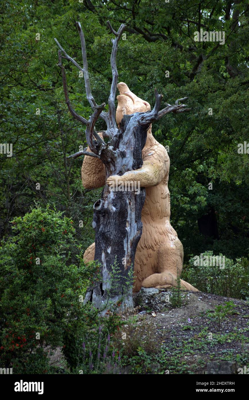 Life size statue of a Megatherium in Crystal Palace Park, London, UK. Stock Photo